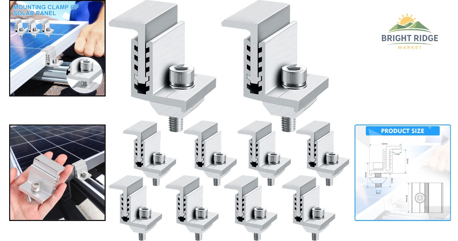Weather-Resistant Solar Panel Adjustable End Clamps for Secure Installation