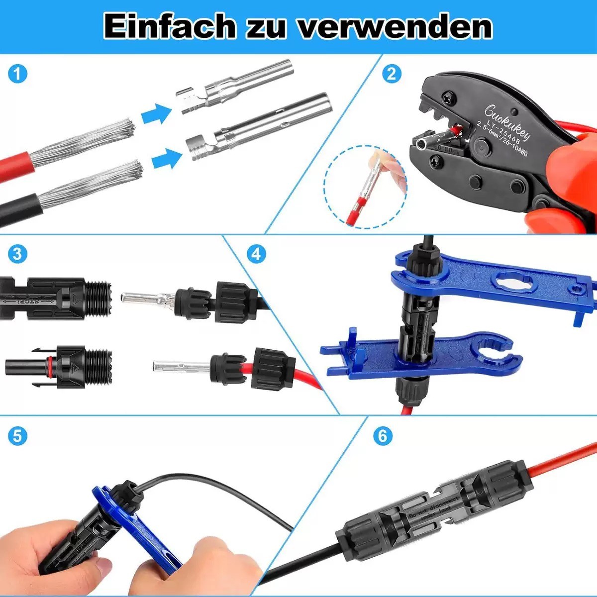10/20/50/100 Pairs Male Female Solar Cable Connectors For DIY Solar Panel US