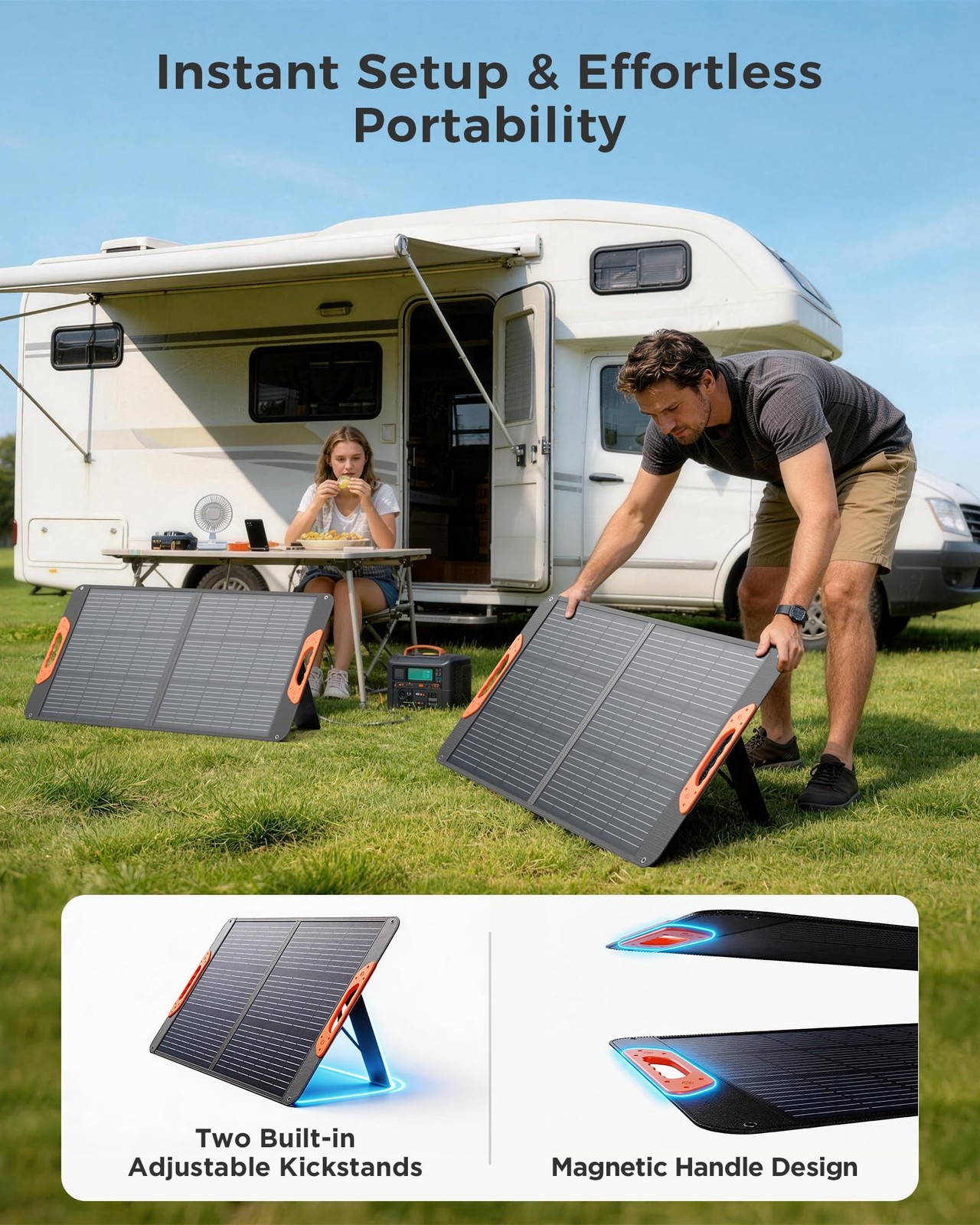 ZOUPW 100W Portable Solar Panel with 5in1 Cable,23.5% Efficiency Mono Foldabl…