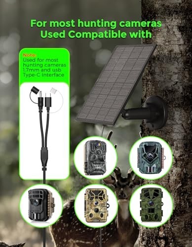 Solar Panel for Trail Camera 6V/1.5A, 5200mAh Battery Charger, IP66 Waterproof