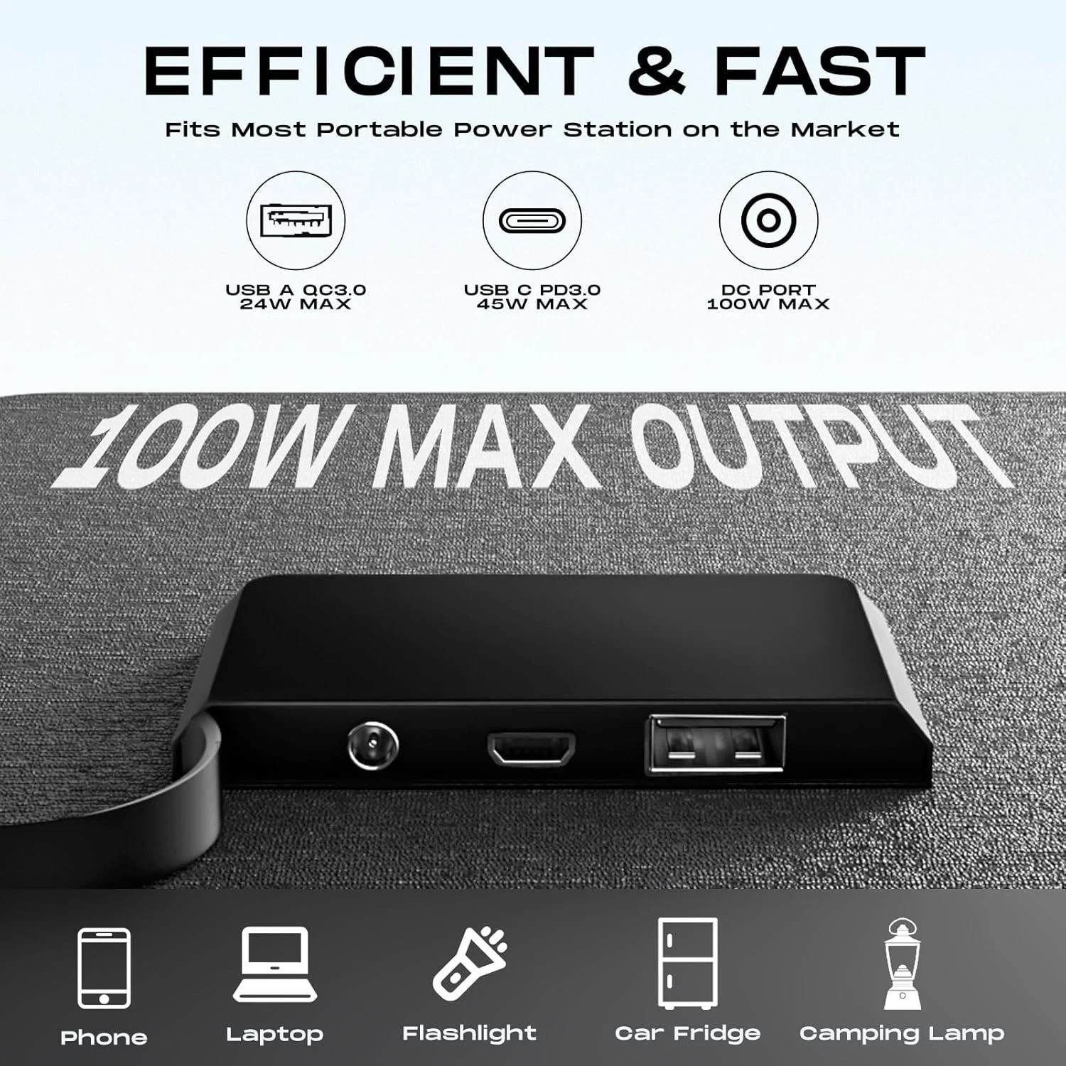 100W Portable Waterproof Solar Panel – High Efficiency Charger for Adventures