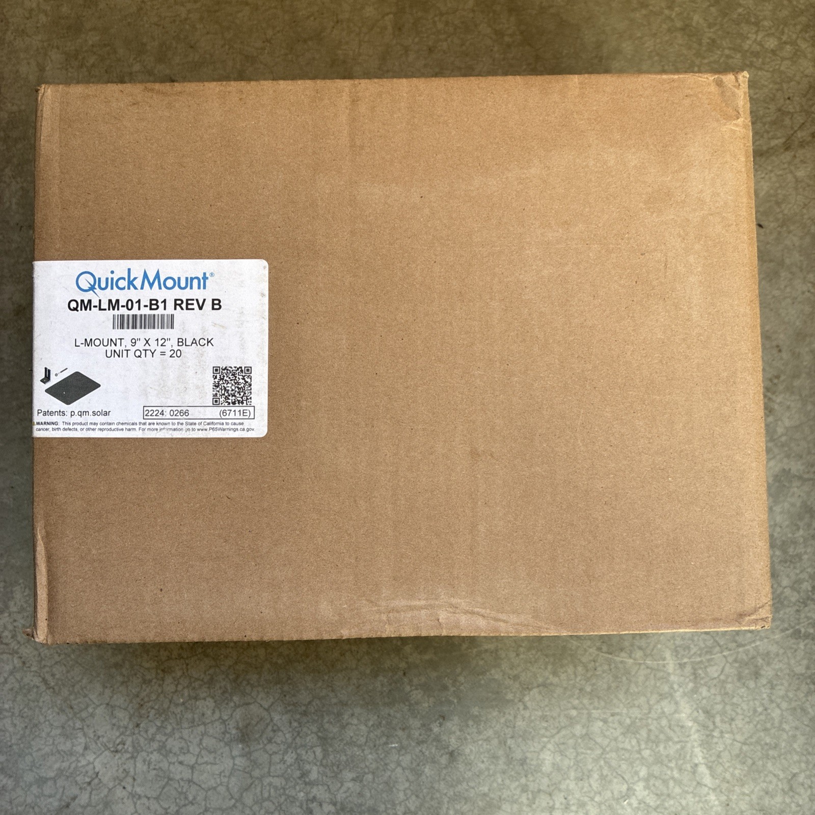 20x Quick Mount QM-LM-01-B1 REV B PV Solar Roof Flashing. Box Of 20. Black
