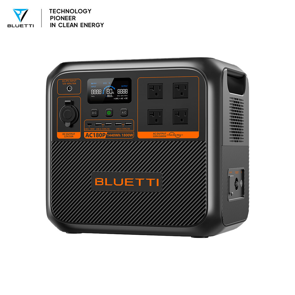 BLUETTI AC180/AC180P 1800W 1152Wh/1440Wh Portable Power Station for Road Trip