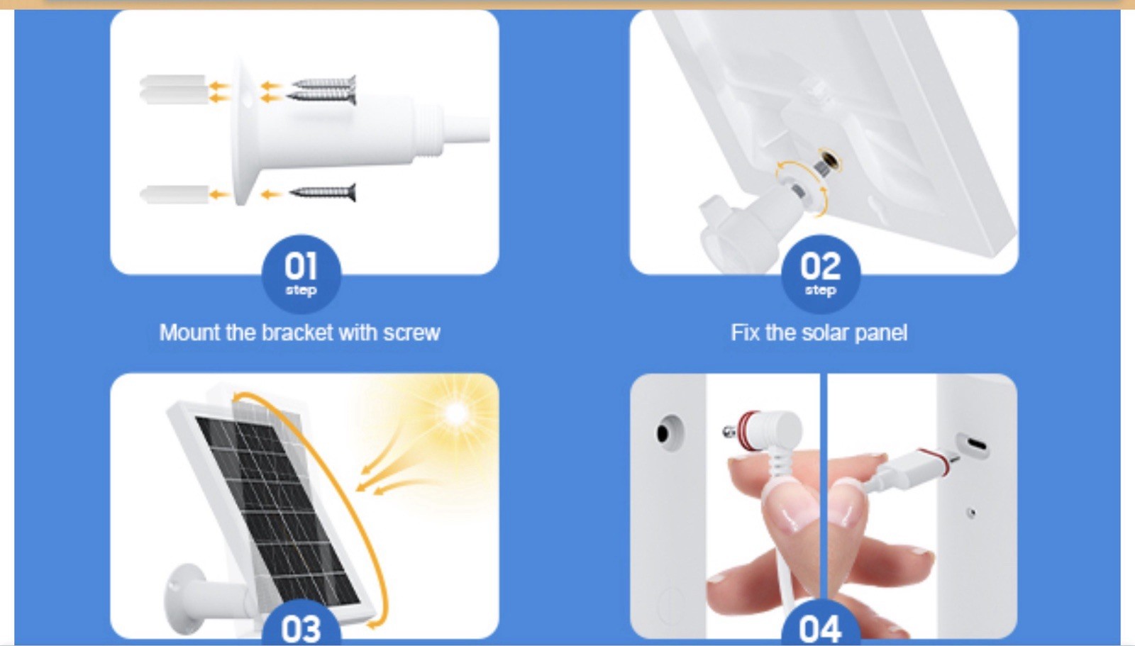 2 Pack Solar Panel Charger for Ring Security Camera 5 W 10 Ft Cord 5 in Panel ￼