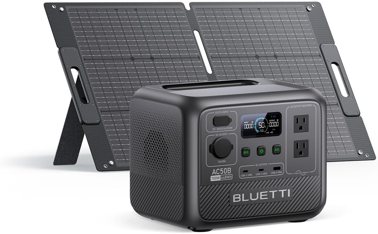 AC50B Portable Power Station 448Wh Solar Generator LiFePO4 Battery Backup W/ 2