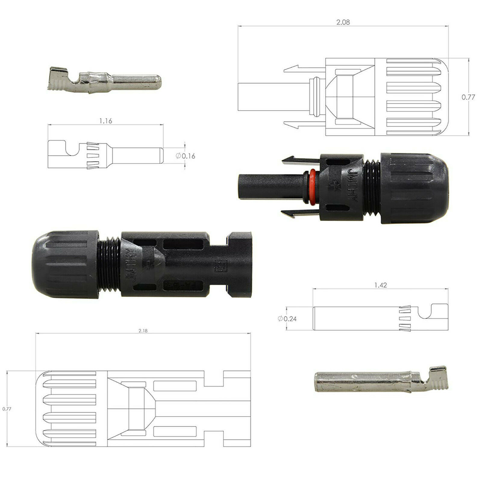 10 Pairs Solar Panel Cable Wire Connectors Kit Male & Female Waterproof Adapter