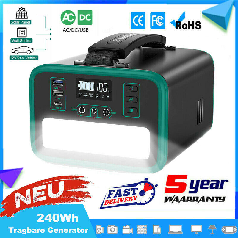 166- 518Wh Solar Generator Portable Power Station with 100W Foldable Solar Panel