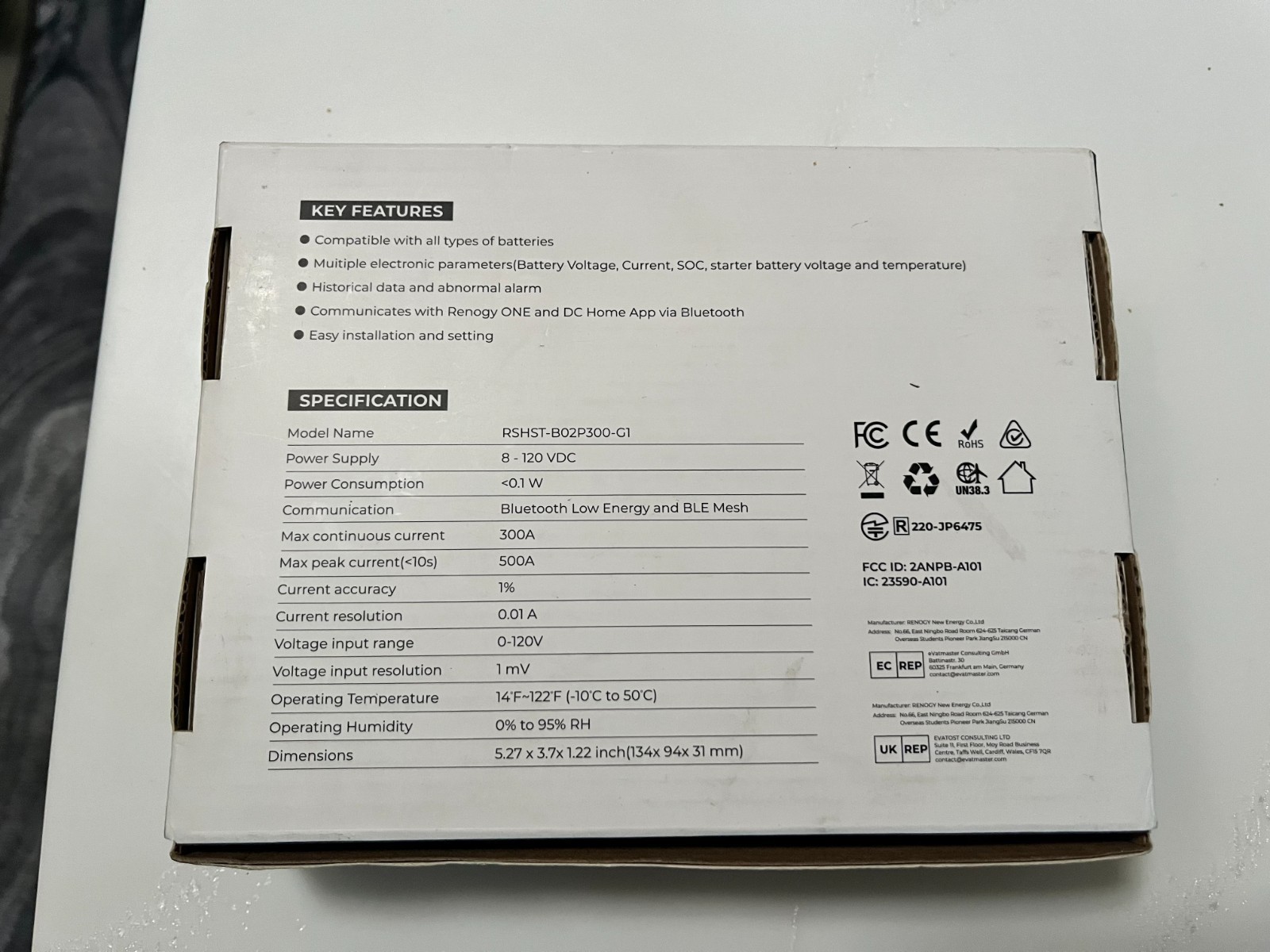 Renogy 300A Battery Shunt, Battery Tester, Bluetooth Battery Monitor