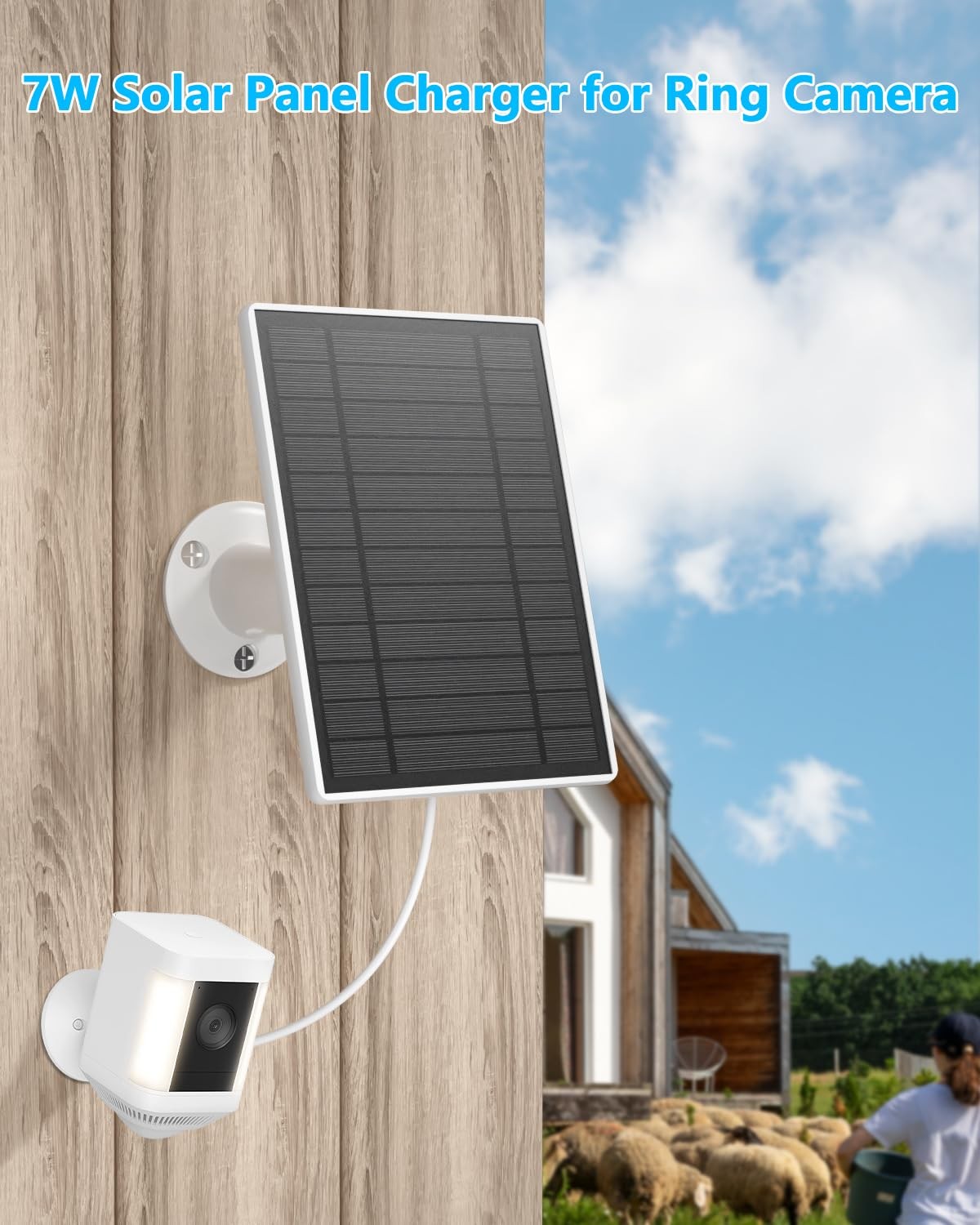 Solar Panel for Ring Spotlight & Stick Up Outdoor Cam Battery, 7W Portable So…