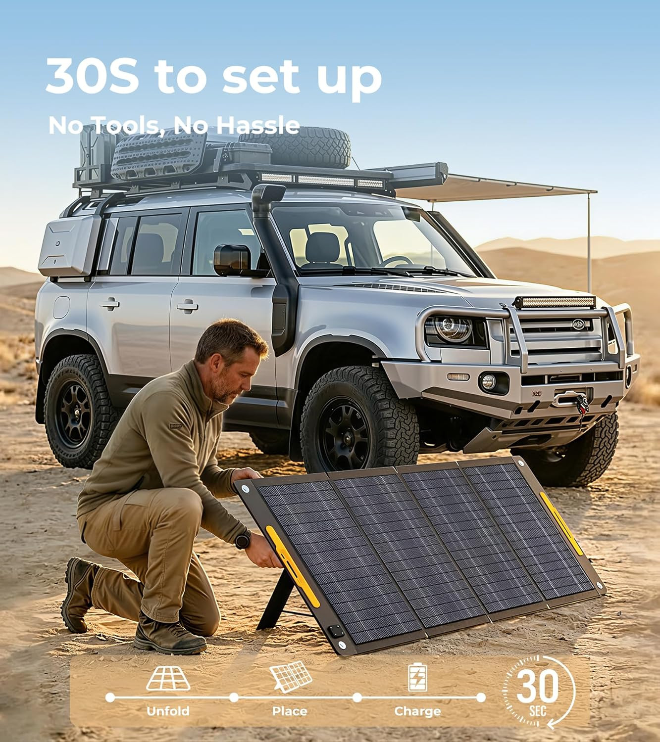 200W Portable Solar Panel Charger, Foldable Waterproof for Camping