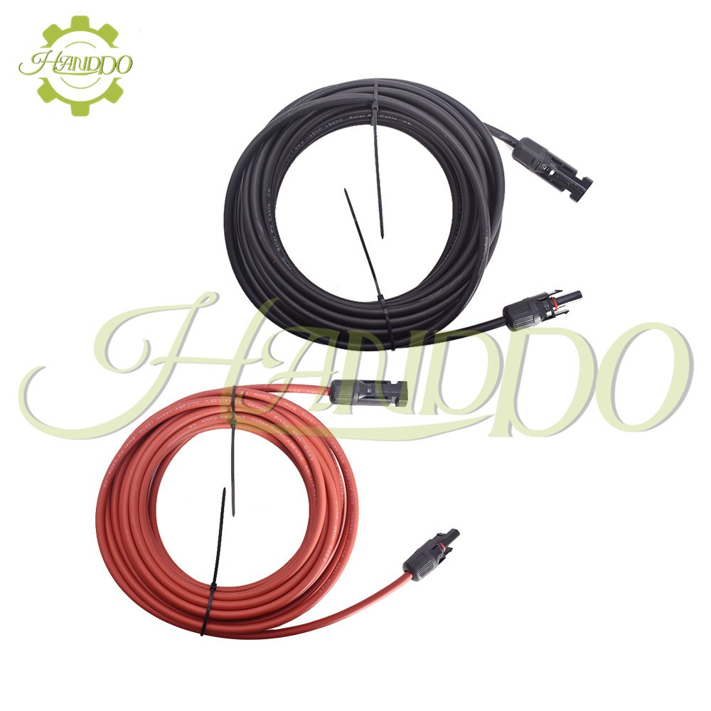 1 Pair Black + Red Solar Panel Extension Cable Wire Connector 12/10 AWG