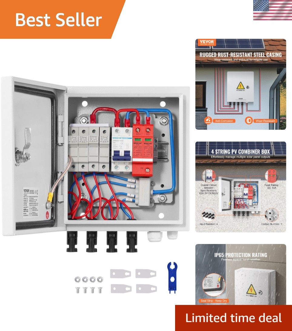 4 String Solar Combiner Box with Lightning Protection & Rating