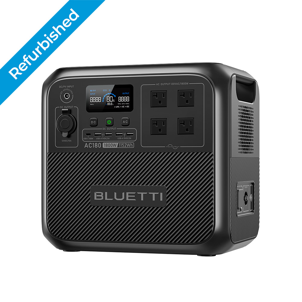 BLUETTI AC180 1800W 1152Wh Solar Portable Power Station LFP for Outdoors