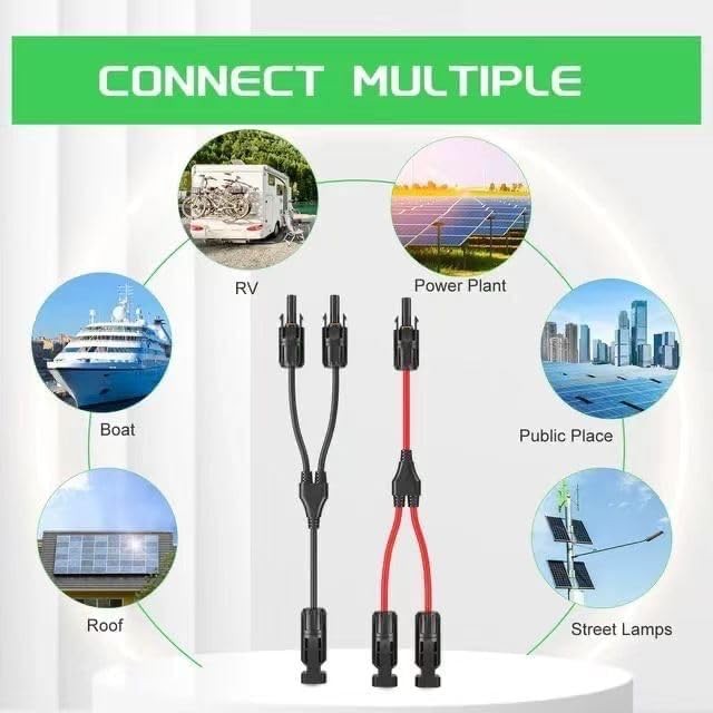 Solar Extension Cable 6FT 10AWG 30A DC1500V with Y Branch Connectors – for RV