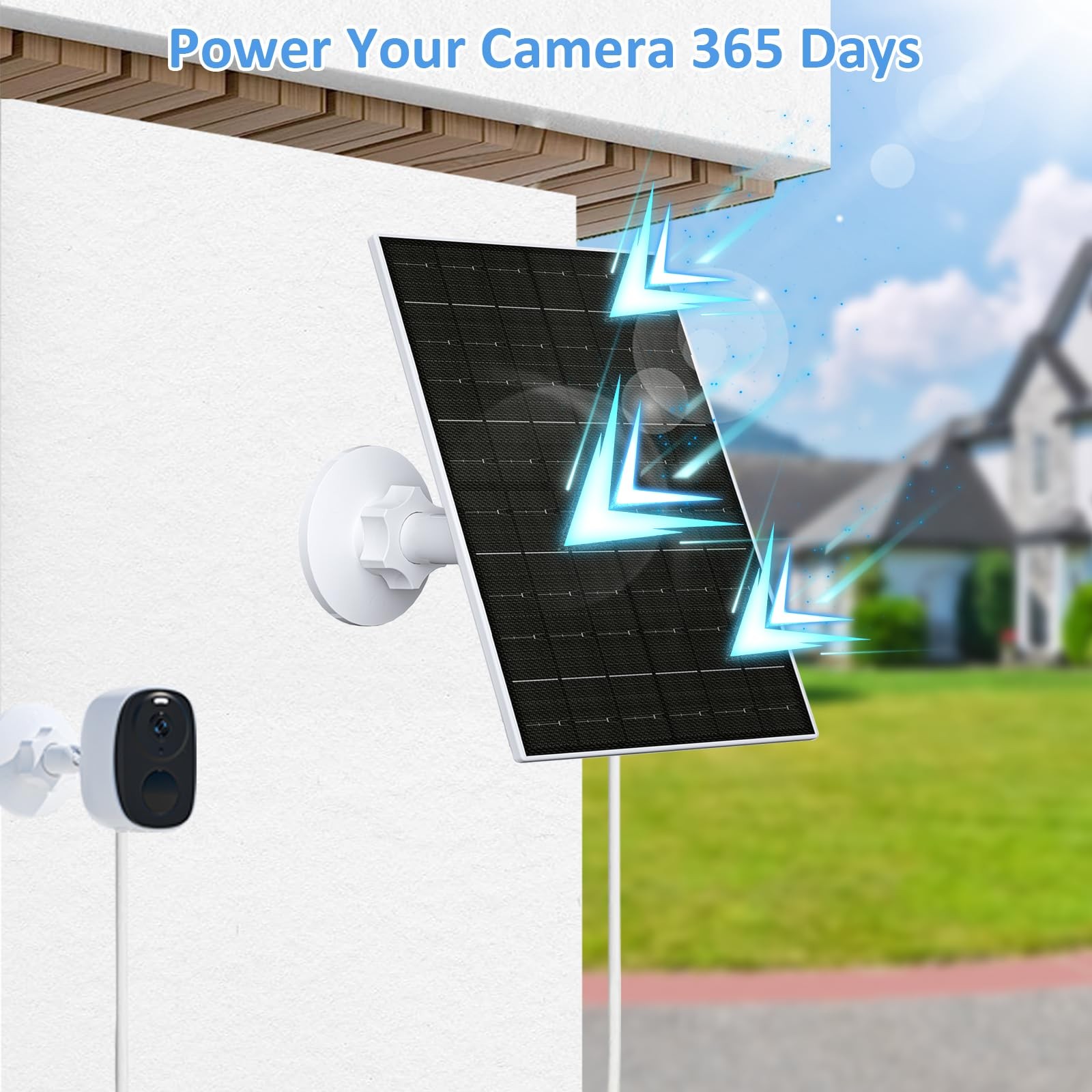 Solar Panel 6W Micro USB USB-C 5V IP66 360° Mount 9.8ft Cable 1 Pack White