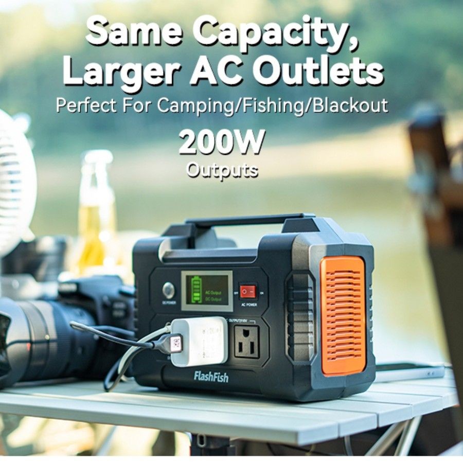 200W Portable Power Station, FlashFish 40800mAh Solar Generator with 110V AC Out