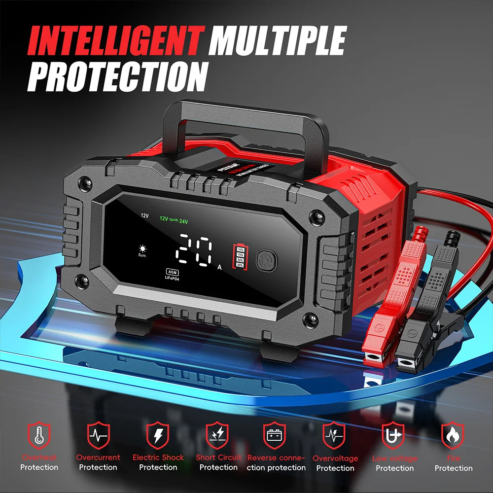12V 24V FOXSUR FPT200 FPT100 Car Battery Charger for Moto for Truck Battery Repa