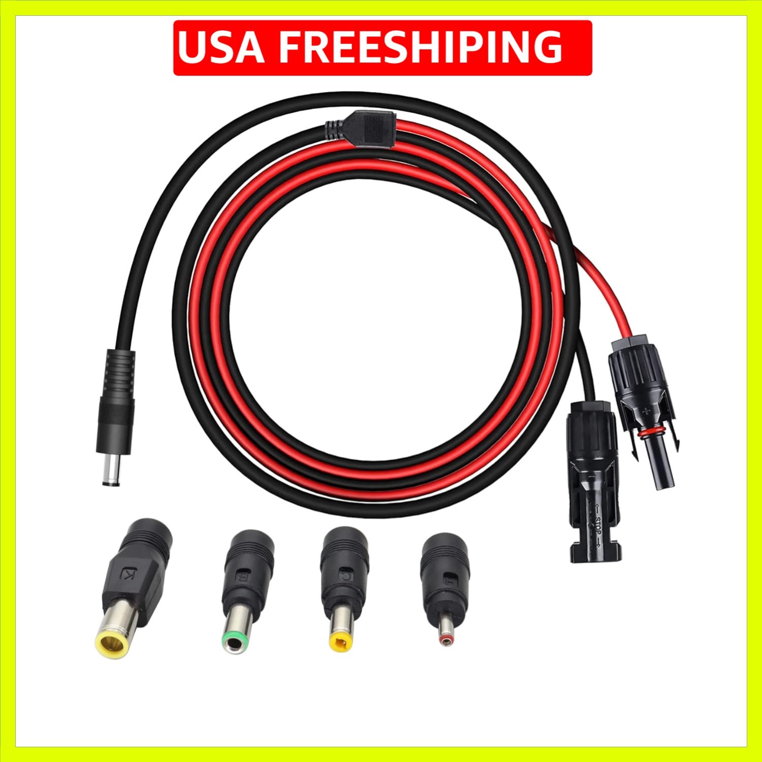 Solar Panel Adapter Cable – MC-4 to DC with Multiple Connector Tips 5.5mm x 2…