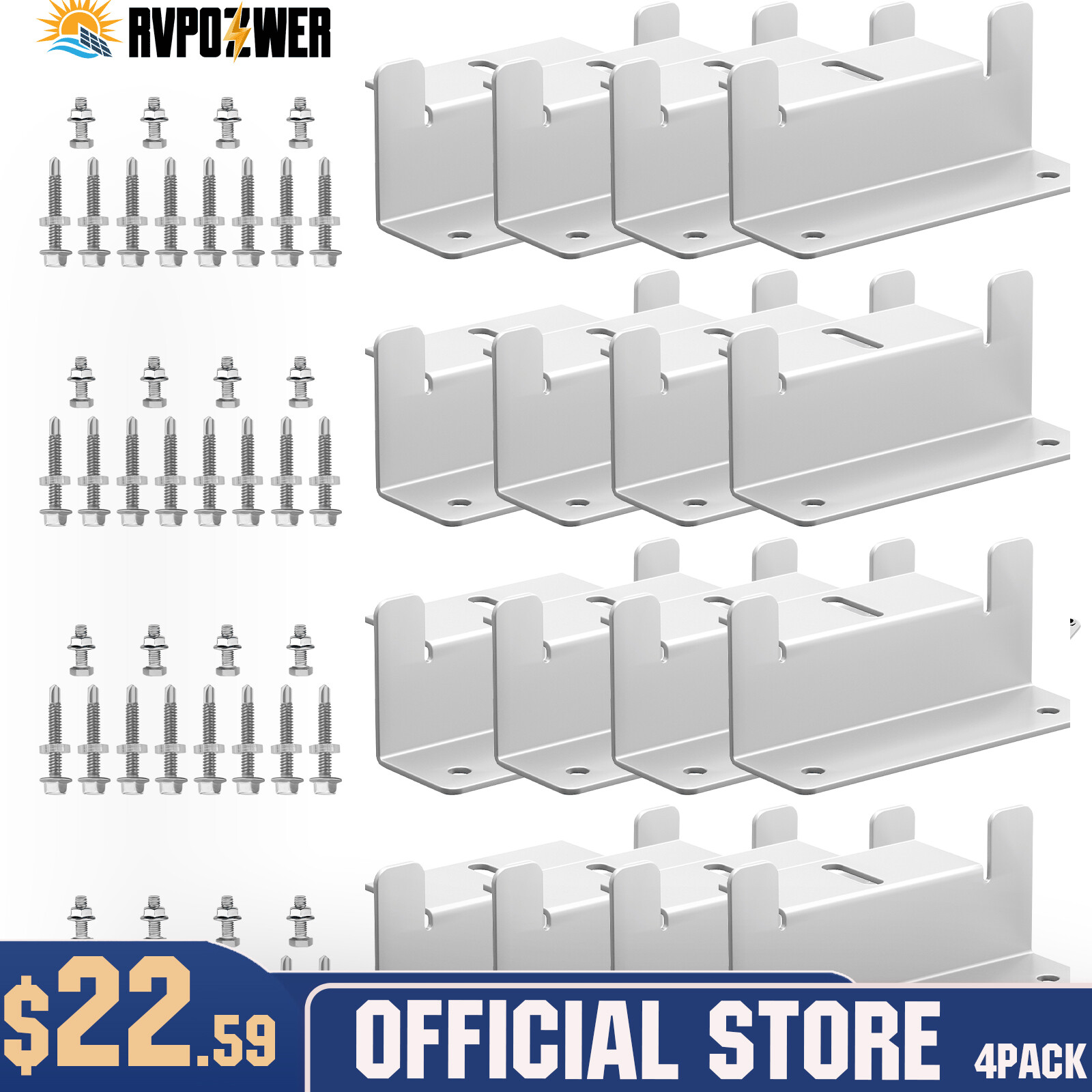 16 Sets Solar Panel Z Bracket Mounting Mounts Set Aluminum RV Boat Roof Wall