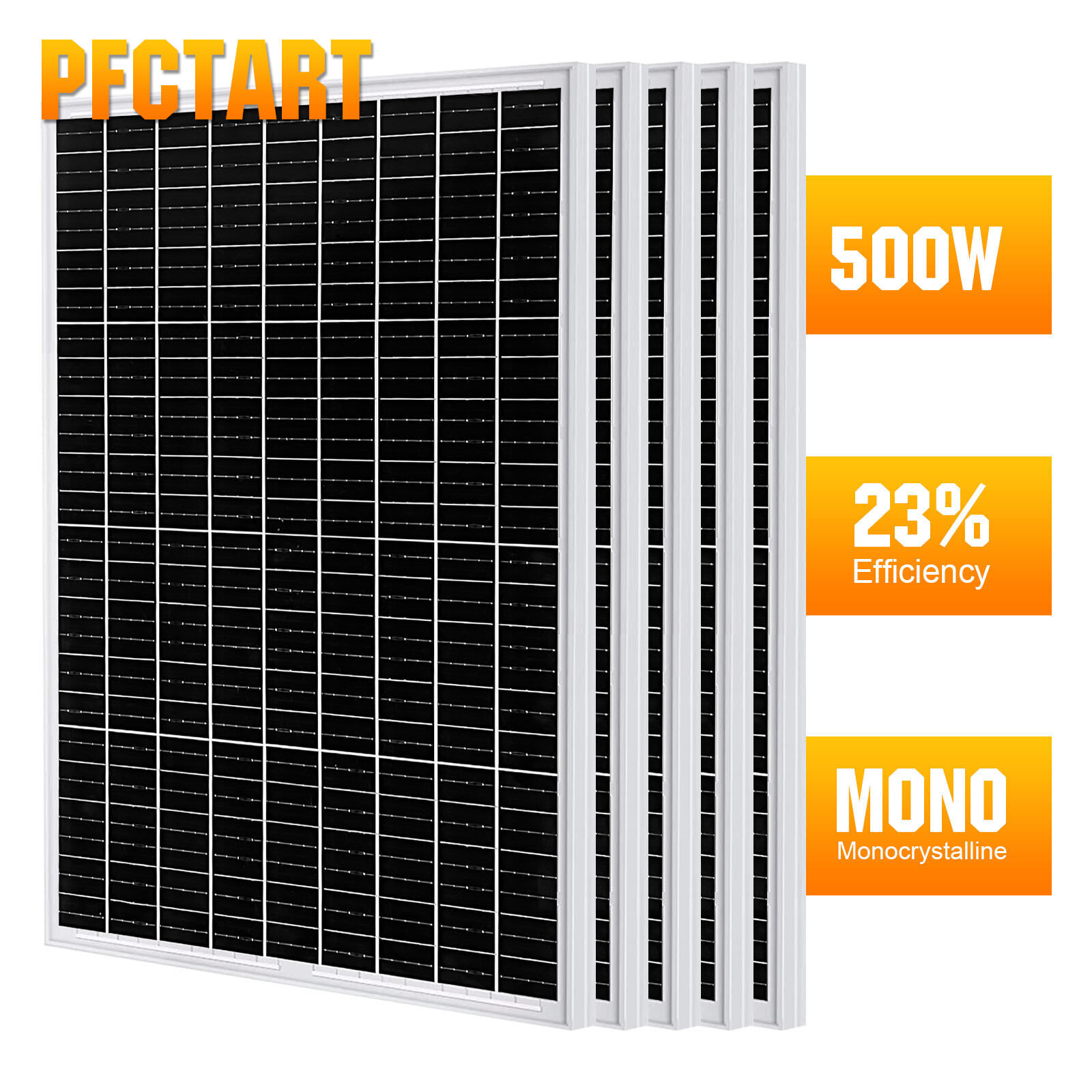 PFCTART 500W 12V Monocrystalline Solar Panel RV Camping Caravan Home Off Grid US