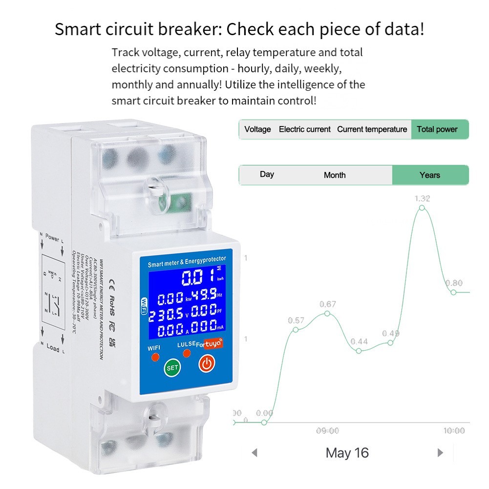 PV Smart Circuit Breaker 80A with Overcurrent and Leakage Protection Features