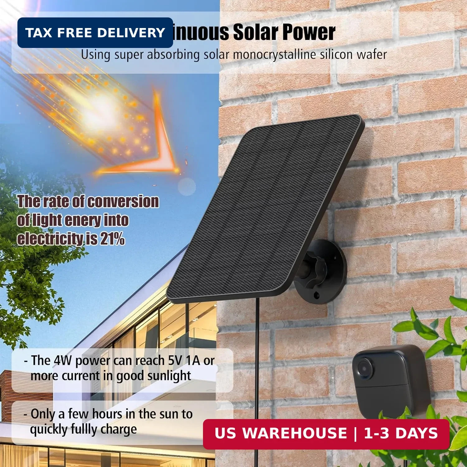 Rhorawill 4 Pack Solar Panel for Blink Outdoor 2K+/4(4th Gen)/Outdoor(3rd Gen) X