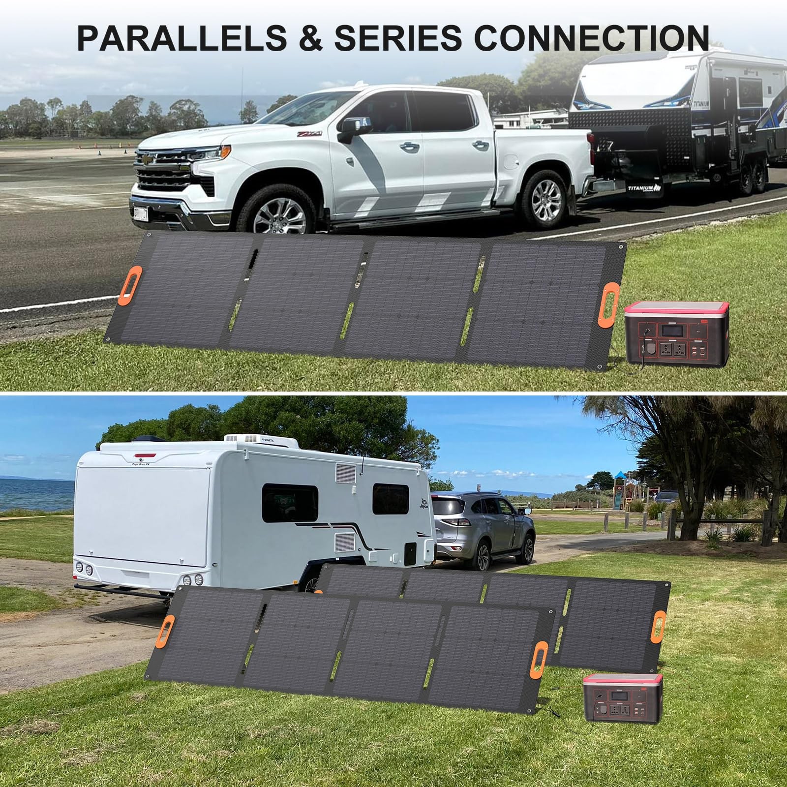 200W Portable Solar Panel, IP67 Waterproof ETFE One-Piece Lamination, 23.5% E…