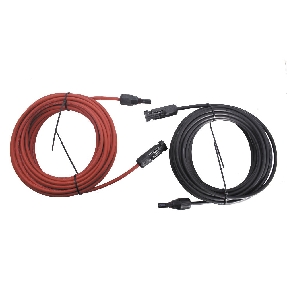 20ft Black+Red Solar Panel Extension Cable Wire Connector 1 Pair 4mm²/12AWG New