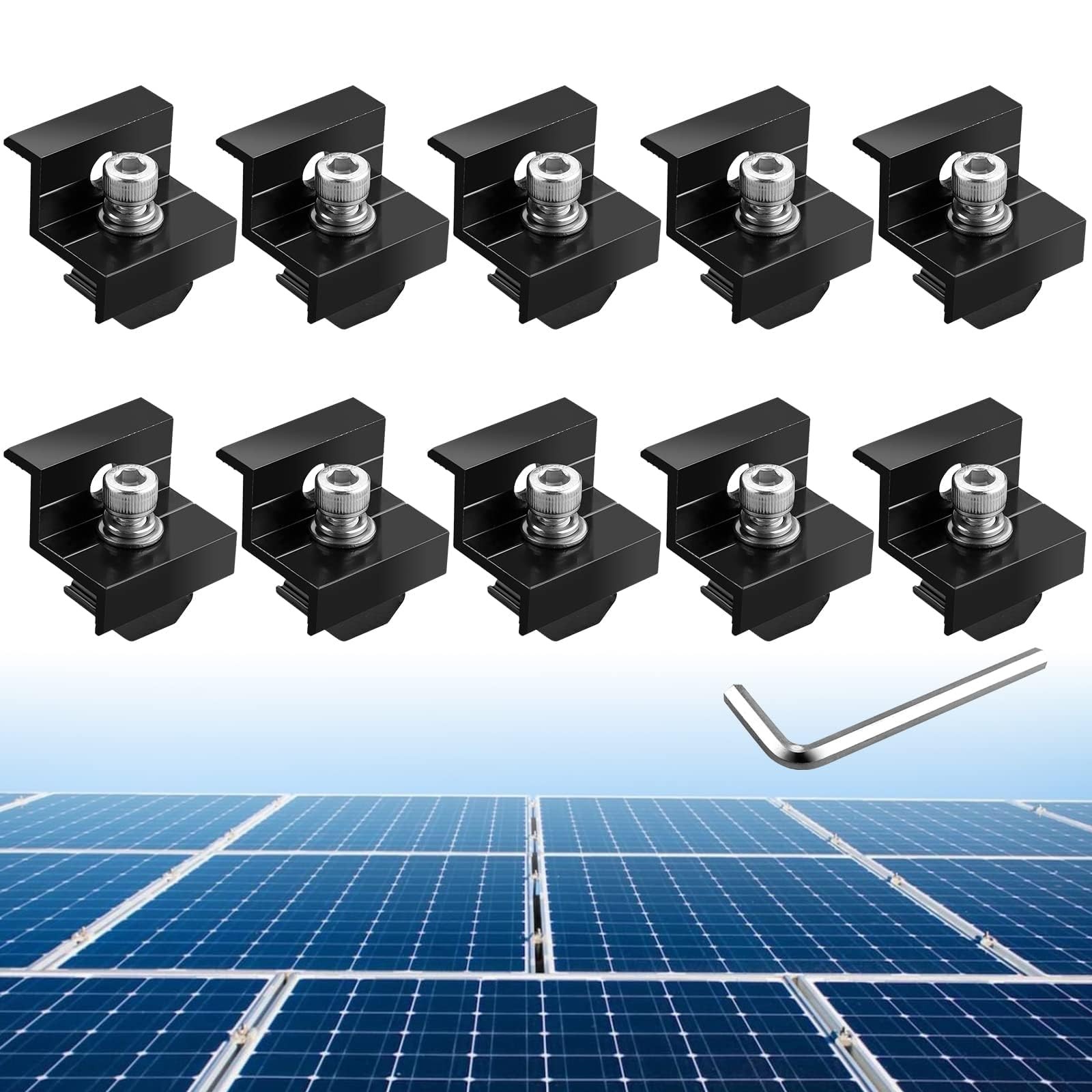 10pcs Solar Panel End Clamp 30mm/35mm, Aluminum Z Brackets for Solar Panels S…