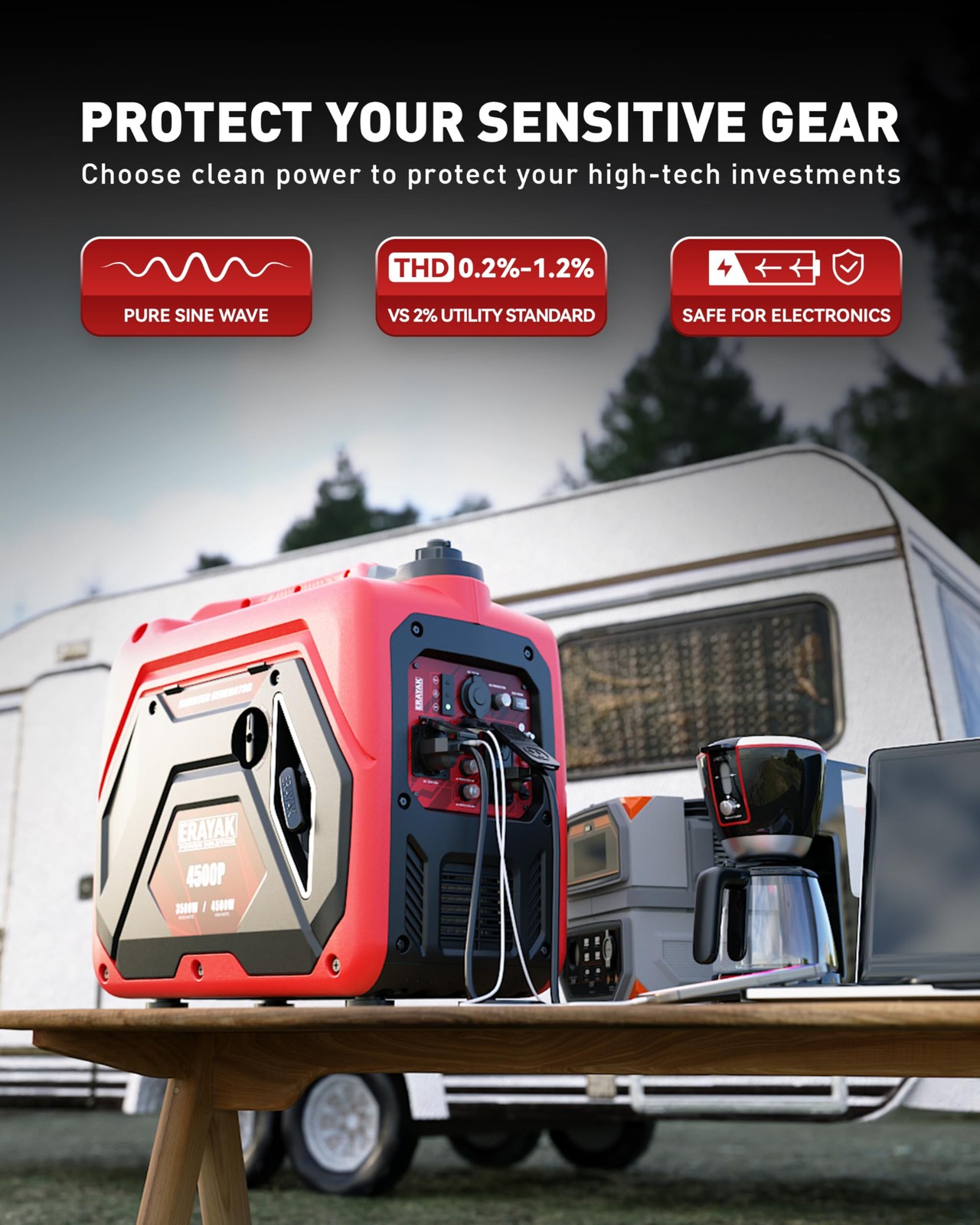 4500W Portable Inverter Generator for Home Use, Super Quiet Small Generator for