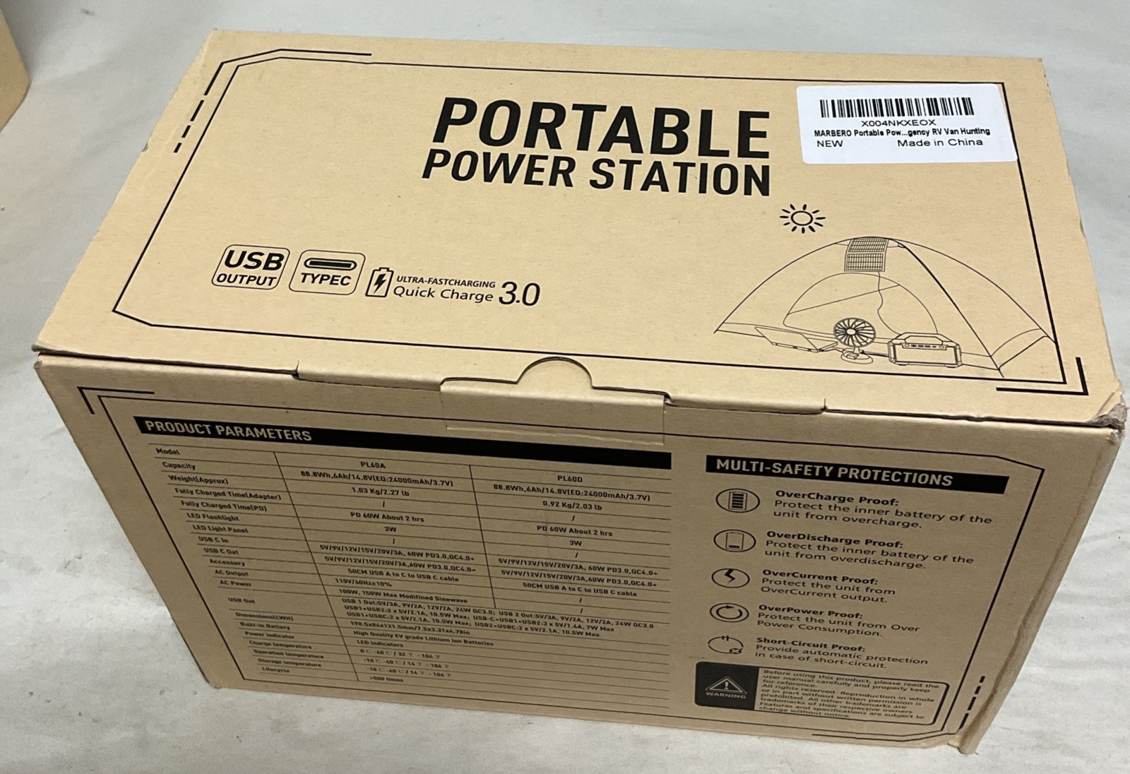 MARBERO Camping Solar Generator 120W Peak Portable Power Station 88Wh Generator