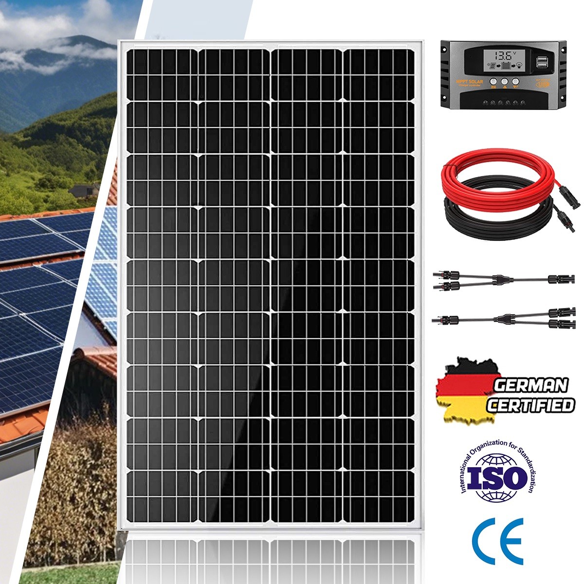 400 Watt 12V Monocrystalline Solar Panel Kit w / Solar Controller Module 200W*2