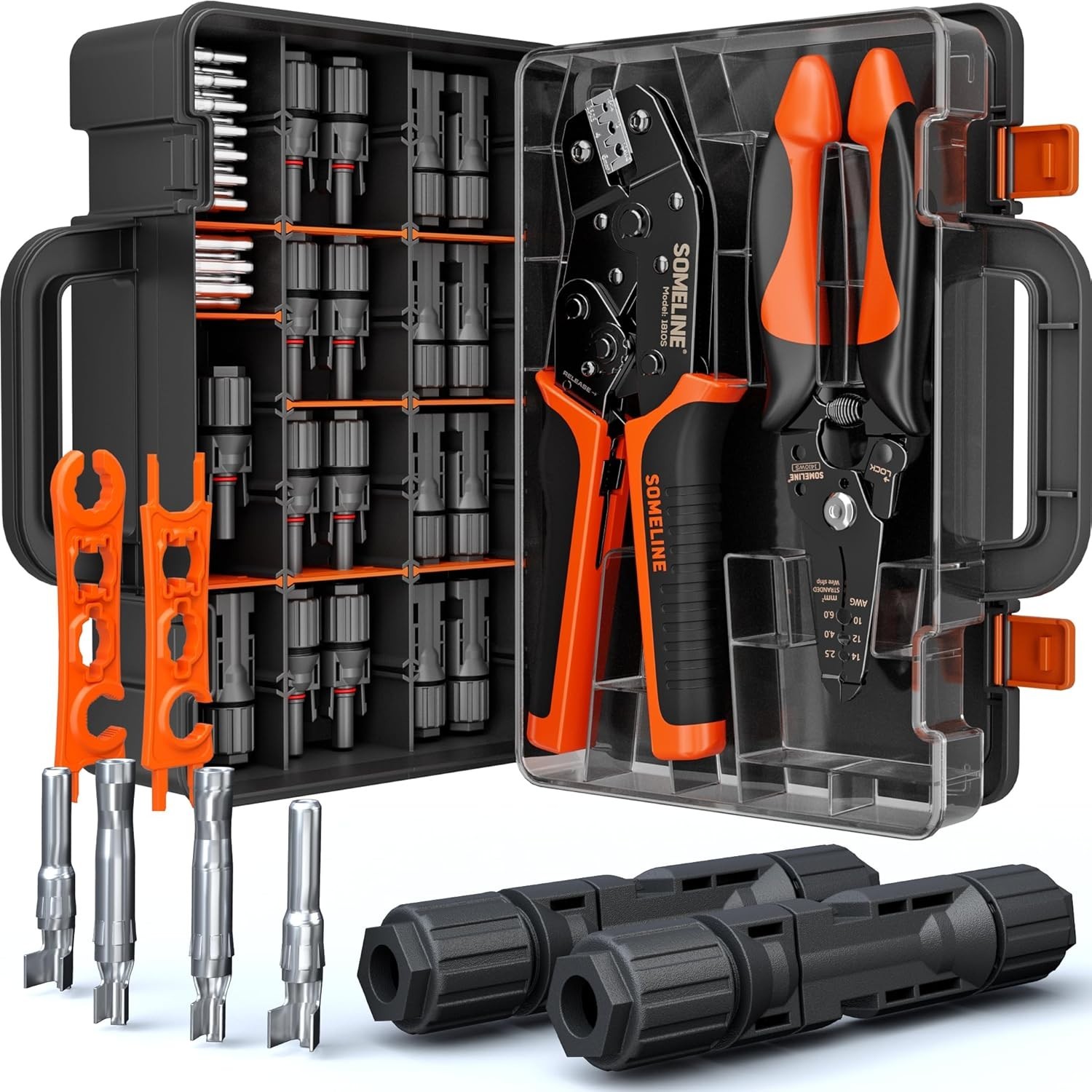 Professional Solar Connector Tool Kit: 12 Pairs Connector & Ergonomic Crimper