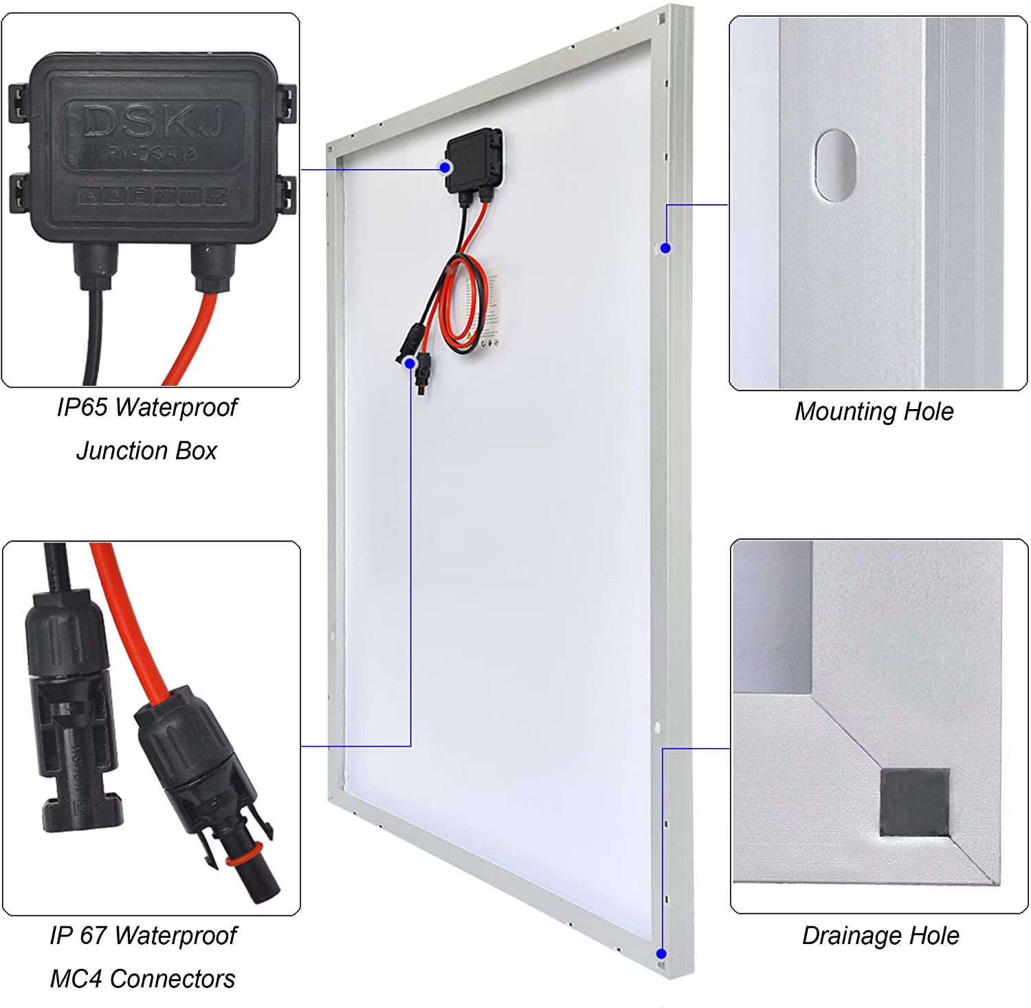 200 Watt 12/24V Solar Panel Kit for RV Boat Home: 2Pcs 100W Monocrystalline Sola