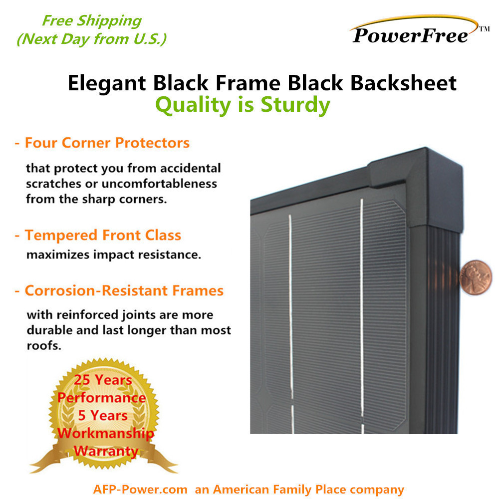 COMPLETE KIT SuperBlack 100w 100 Watt Mono Solar Panel for 12v Battery RV Boat