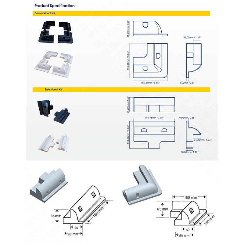 Solar Panel Corner Mounting Brackets Kit 7PCS Caravan Boat RV Vehicle Roof Mount