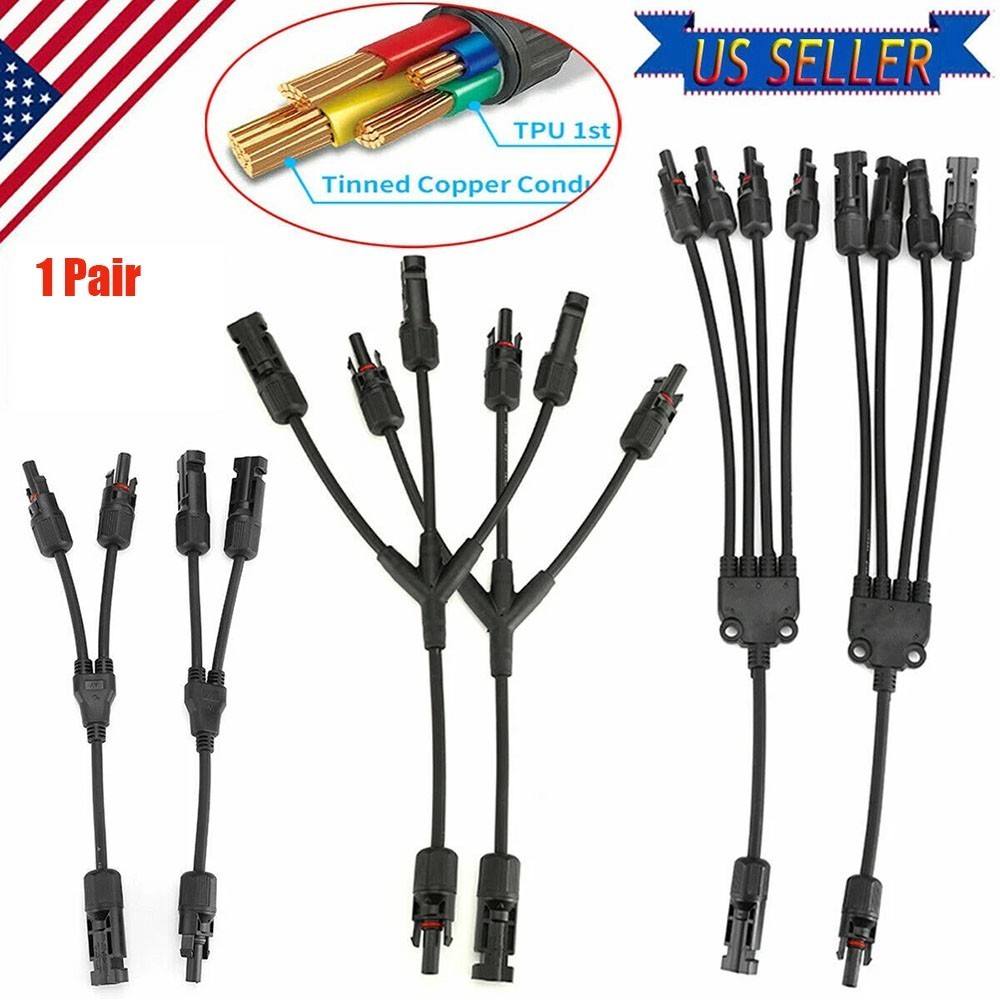 Solar Y Branch Connectors Solar Panel Parallel Connectors 1 to 3Solar Adapter US