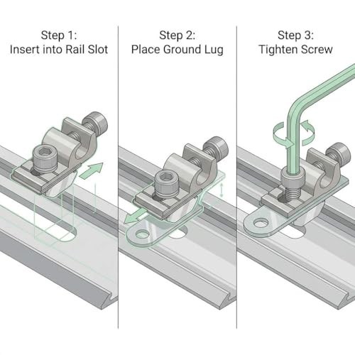 Grounding Lug 6.7mm – Aluminum Alloy Connector for Solar Roof, Ground Mount & Ca