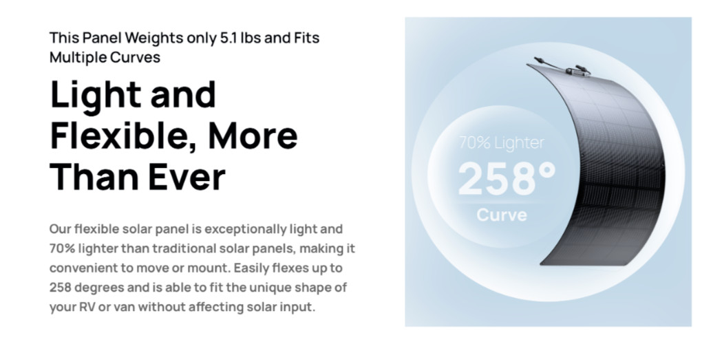 EF ECOFLOW 100W Flexible Solar Panel with High Efficiency Solar Modules, IP68