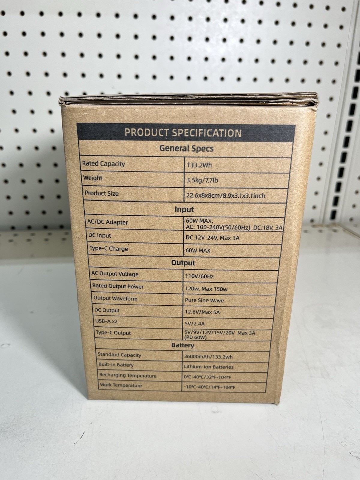 YKPOWER Portable Power Station 150W 133.2Wh Model YP-150W
