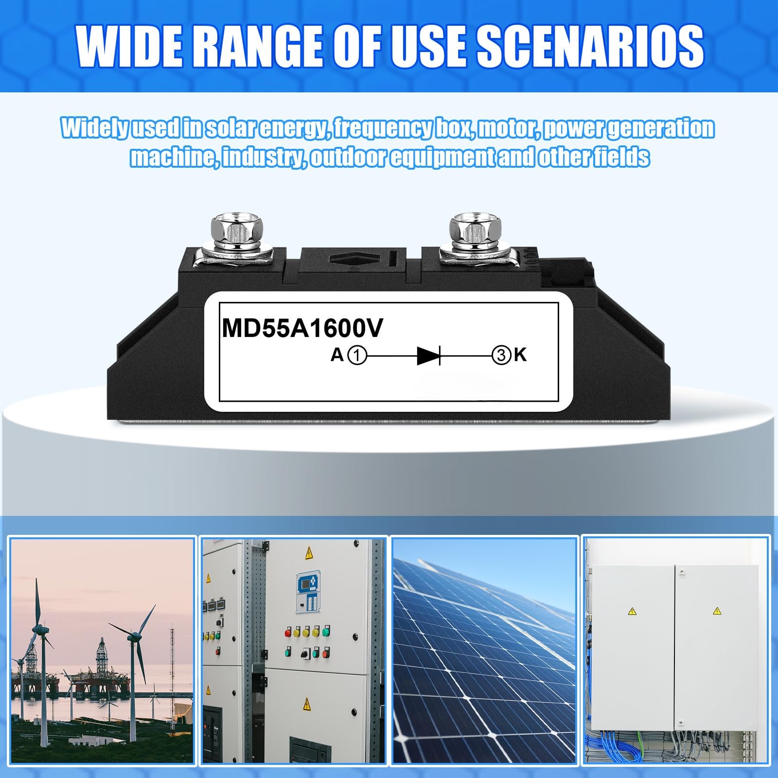 Yexiya 1 Pcs MD 55A (50Amp)-16 Solar Diode, DC Blocking Unidirectional…