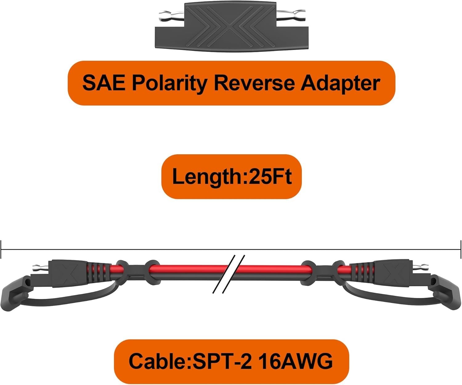 12Feet SAE to SAE Extension Cable Quick Disconnect Connector 16AWG,for Automo…