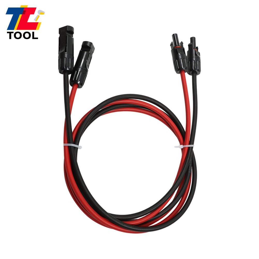 1 Pair 5FT 10AWG Solar Panel Extension Cable Wire Connector Black + Red