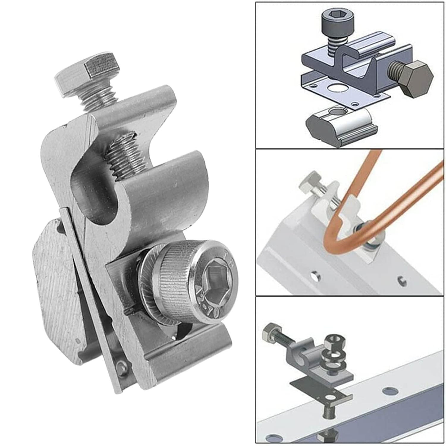 10PCS Solar Mounting System Grounding Clip Lug Bracket Clamps Photovoltaic Suppo