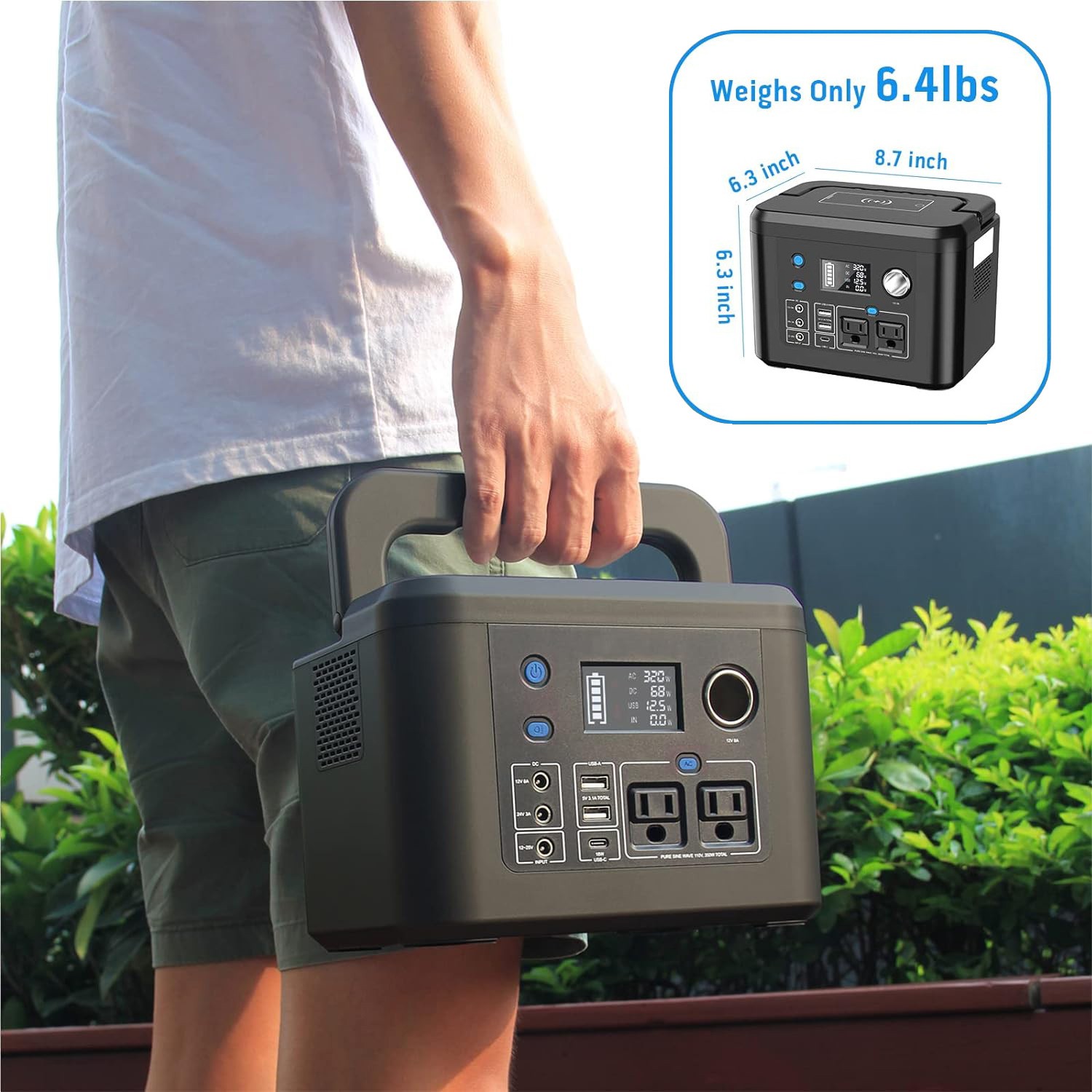 Portable Power Station 350W 260Wh Battery Charger Camping RV Solar Generator