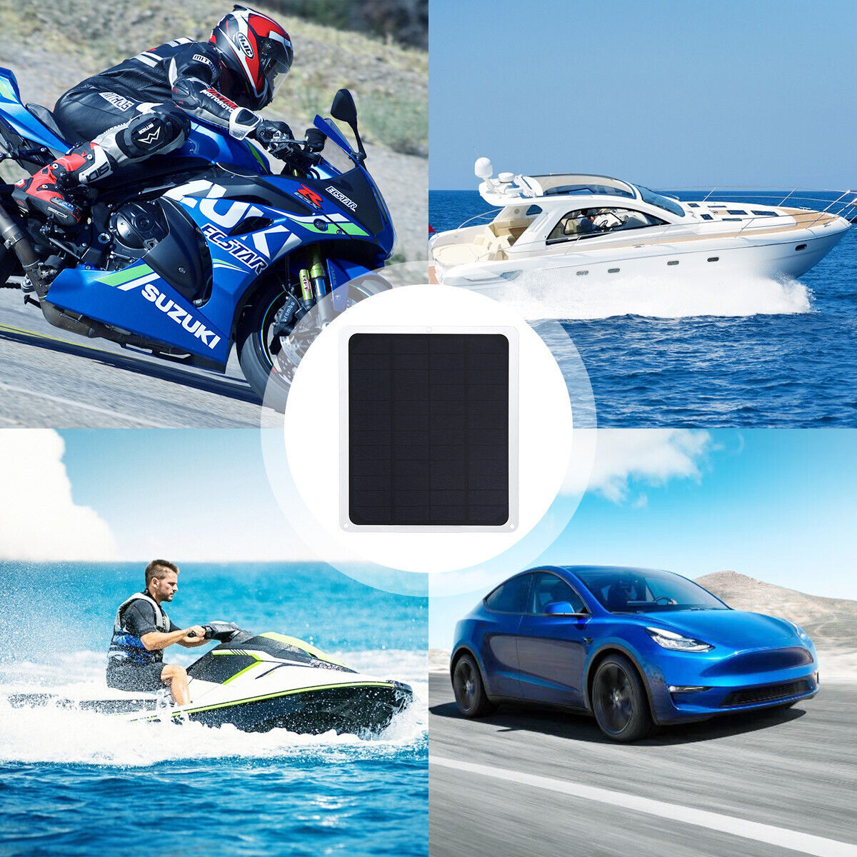 22W Solar Panel Trickle Charger Battery Charger Kit Maintainer Boat RV Car 12V