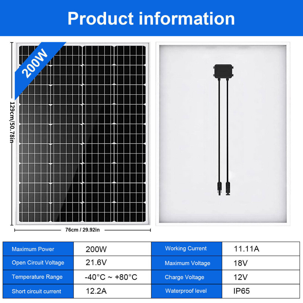 Solar Panel 400W 12V Mono Solar Module Off Grid System RV Boat Rooftop PV Panel