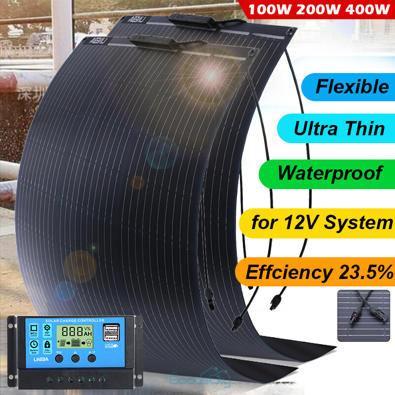 200W 400W Flexible Solar Panel Kit Potable Solar Charger for RV Camper Boat Home