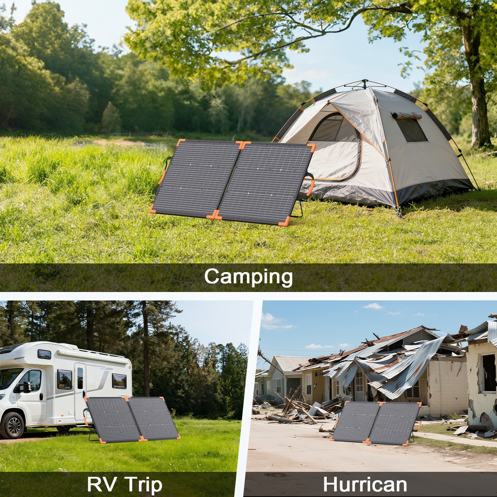 MHPOWOS Bifacial 100W Solar Panel ETFE Aluminum Frame Kickstand for Outdoor RV