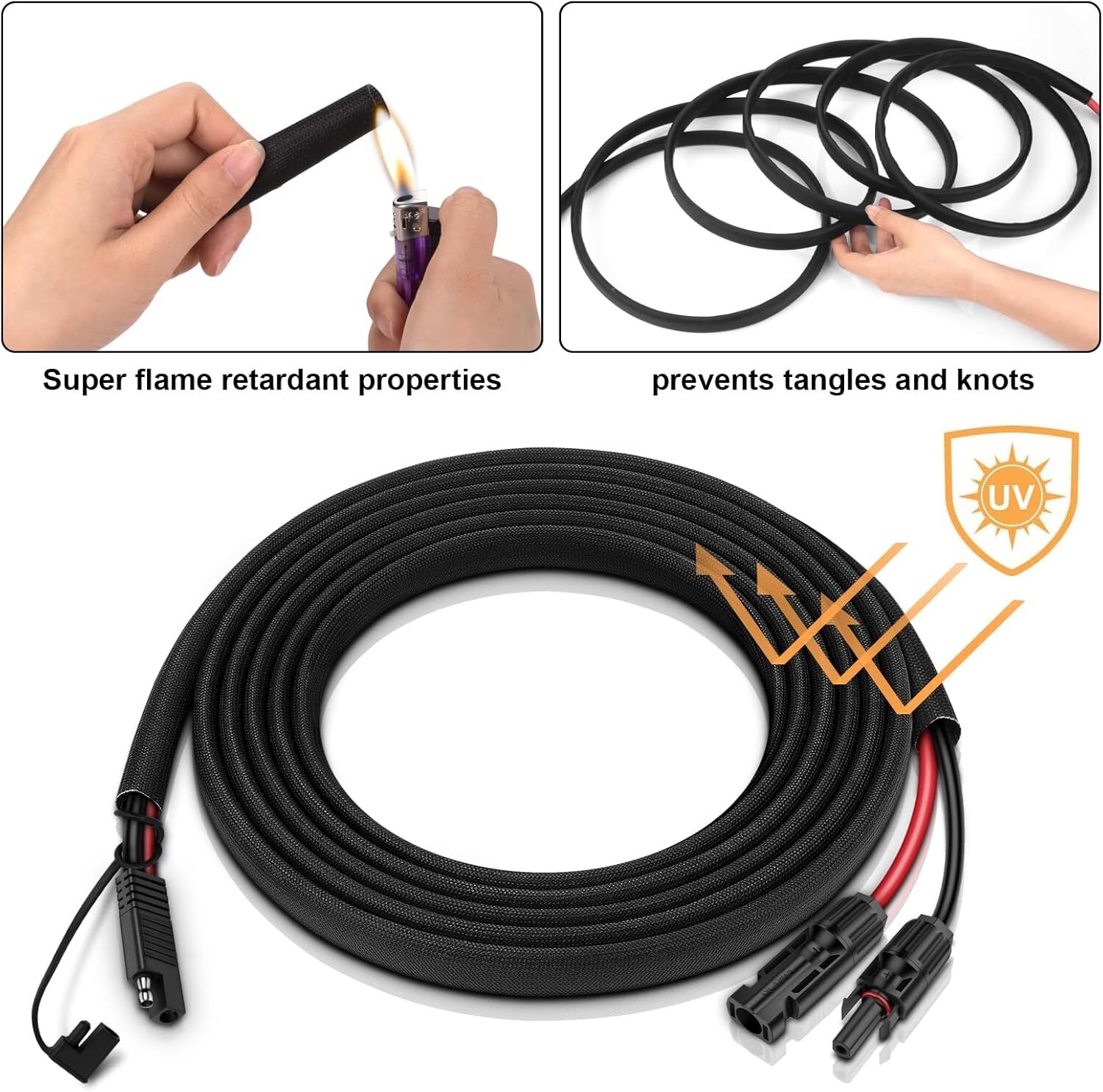 10AWG Solar Panel Connector Cable, 20Ft SAE to Male & Female for RV Power